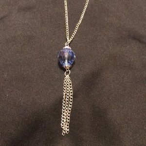 Long blue gem necklace